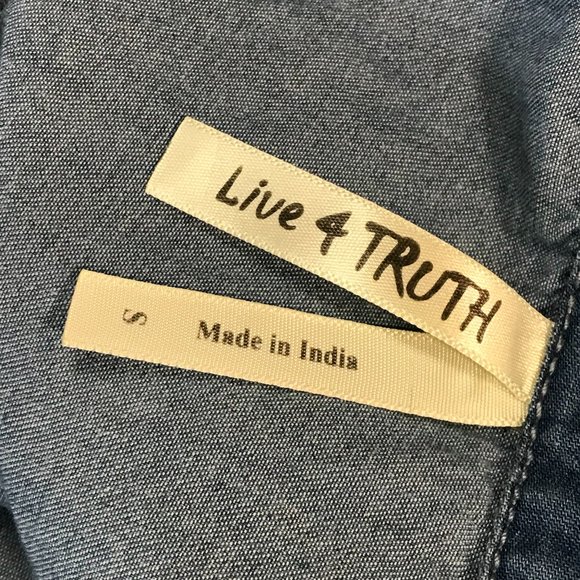 Live 4 Truth sz s blue lightweight denim shirt dress  button up waist with belt - Picture 4 of 5